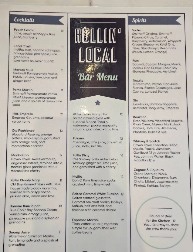 Rollin Local Restaurant Menu – Georgetown SC | Prices & Dishes